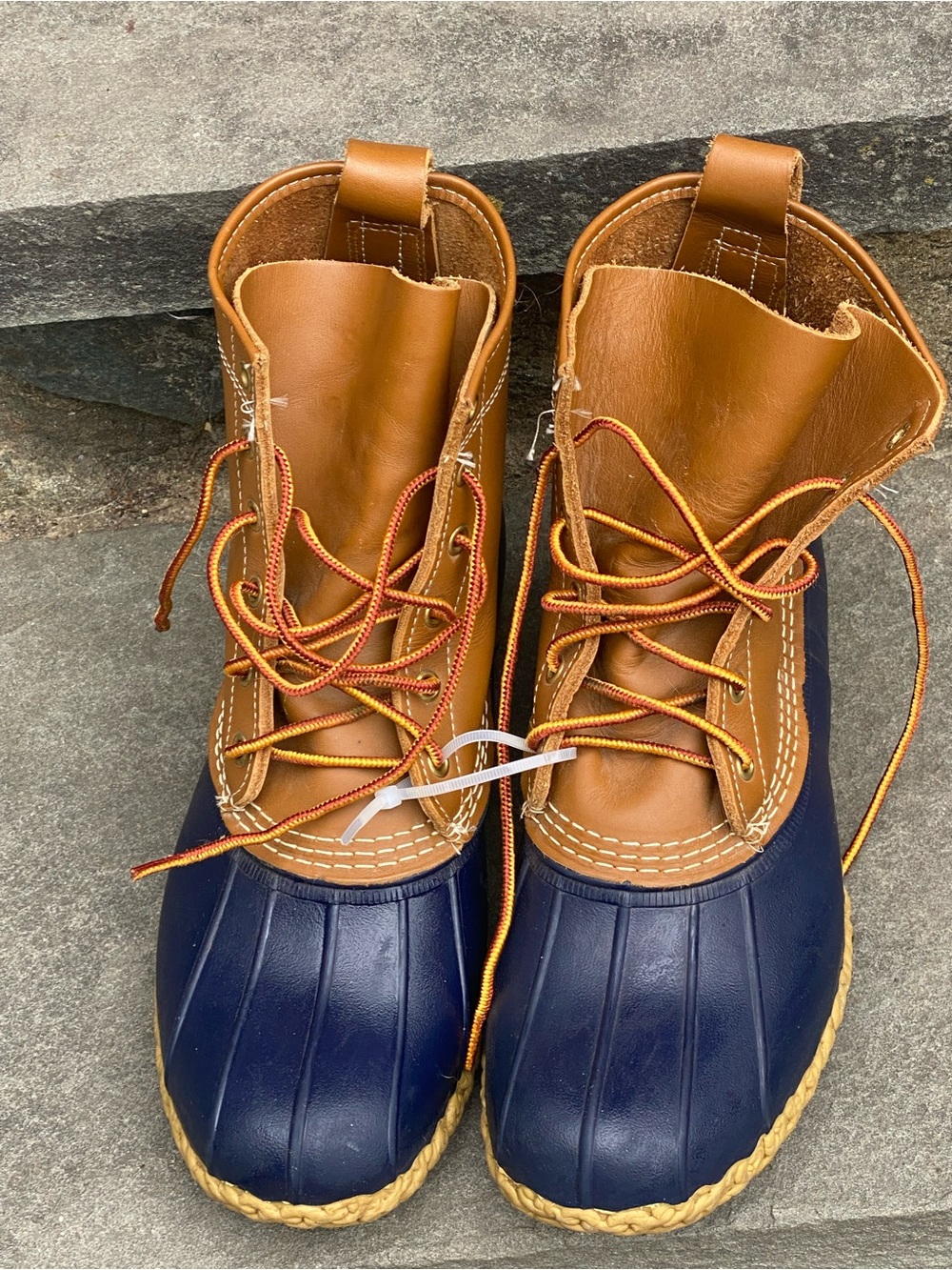 L.L. Bean Navy and Tan Waterproof Duck Boots Men’s 9 NWOB